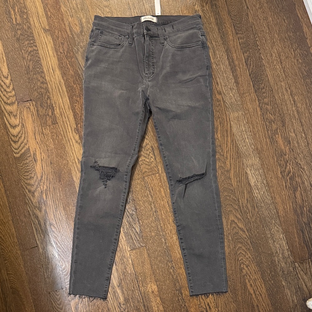 Madewell Distressed Charcoal Skinny Jeans